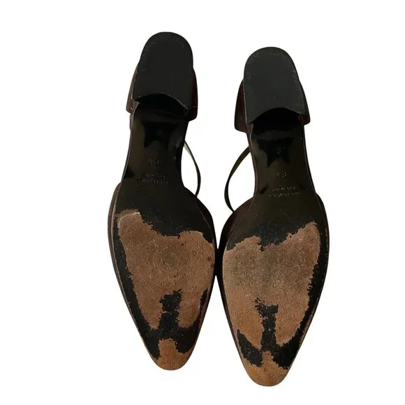 Rare YSL Yves Saint Laurent Brown Vintage Luxury Couture Suede Heels 8N - Picture 11 of 11
